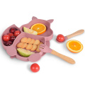 Nourriture sans Bpa Nourriture divisée pour enfants avec cuillère et fourchette Dîner Dîner Ensemble d&#39;aspiration pour tout-petits Assiettes en silicone pour bébé